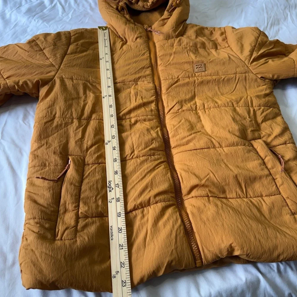 Billabong Adventure Division Puffer Jacket Hooded Mustard Yellow Size S